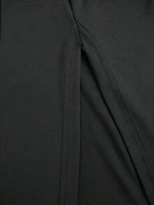 Franclia 优雅修身性感深V领露背高开衩高弹靛蓝色连衣裙，适合派对、新年等场合。 - 黑色 - 查看 6