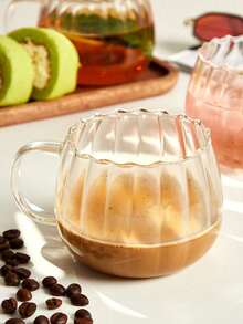 Taza de vidrio de calabaza festiva - Taza resistente al calor de borosilicato con asa para café/jugo, juego de tazas de desayuno navideño, decoración navideña del hogar con rayas verticales - transparente - Ver 15
