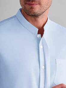Core Aspect Men's Casual Commuter White Button-Down Shirt - Blue - View 3