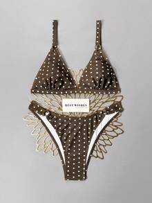 Costavie 2pcs/Set Bikini Thong Potongan Tinggi Samping Motif Bunga Kecil Berwarna-warni untuk Wanita, Pantai & Resor - MultiWarna - View 2