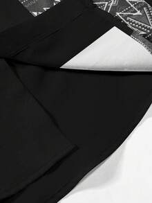 Manfinity Homme Men Summer Casual Geometric Printed Short Sleeve Shirt With Patchwork Design - Black - View 6