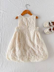 Cozy Pixies Young Girl Floral Print Round Neck Sleeveless Dress, Versatile And Comfortable - White - View 3