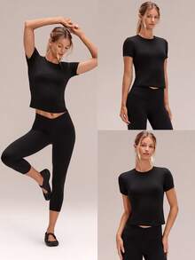 GLOWMODE Modal Slim Fit Sports Tee Daily Casual - Black - View 7