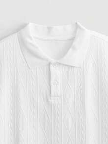 EASEVO 男士大尺碼休閒百搭純色短袖 Polo 衫，度假、父親節禮物、足球 - 白色 - 查看 6