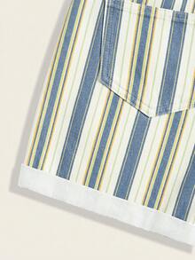 Summer Rolled-Up High-Waisted Denim Shorts - 棕色 - 查看 4