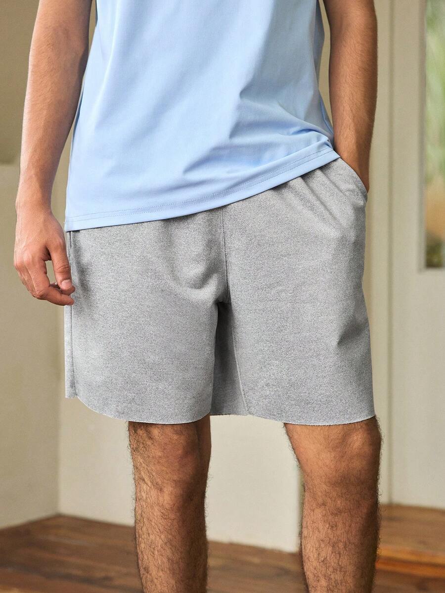 Whitmere Men's Summer Casual Distressed Drawstring Waist Shorts, Versatile Daily Wear - Light Grey - View 1