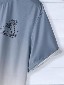 Manfinity RSRT Bộ đồ nam gồm áo thun ngắn tay và quần short có túi, dây rút, in hình cây dừa theo phong cách ombre. - Nhiều màu - Xem 4