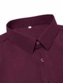Core Aspect Men's Slim Fit Business Casual Burgundy Dress Shirt,Solid Color Long Sleeve Button Down Formal Office Top For Autumn Dinner - Burgundy - View 5