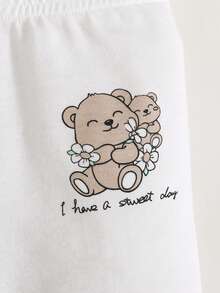 SHEIN 3pcs/Set Toddler Cartoon Bear Print Pants, Cute Bottoms For Spring & Autumn - Multicolor - View 5