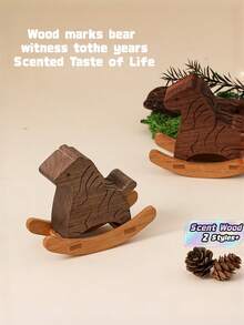 Cirelle 1pc Wooden Essential Oil Diffuser, Natural Wood Rocking Horse Aromatherapy Diffuser Ornament - multicolor - View 2