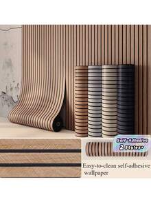 1 Roll Textured Vinyl 3D Wall Sticker - Waterproof Self-Adhesive Wallpaper. Natural Wood Grain, Easy To Clean And Remove, Suitable For DIY Home Decor, Ceiling, Partition And Curved Wall Sticker. Room Decor, Wall Decor, Bedroom Decor, Bathroom Decor, Living Room Decor, Kitchen Decor, Room Decoration, Living Room Decor, Home Decor, Wall Art Wallpaper. - brown - View 3