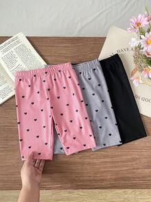 Bộ 3 quần legging mùa hè cho bé gái với sự kết hợp đa dạng giữa màu hồng, đen và tím nhạt cùng họa tiết trái tim dễ thương và các kiểu dáng trơn màu, được làm từ chất liệu vải dệt kim mềm mại, thân thiện với làn da, mang lại cảm giác thoải mái khi chơi đùa hoặc các hoạt động thường ngày cho bé gái. - Nhiều màu - Xem 2