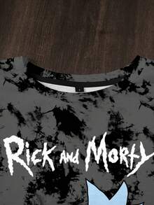 Rick and Morty X SHEIN 大码女式休闲T恤，字母和卡通印花 - 白色 - 查看 3