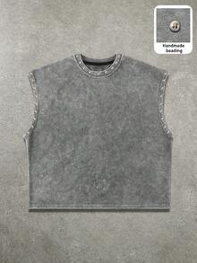 Manfinity EMRG Men's Summer Street Style Rivet Detail Tank Top - Grey - View 7
