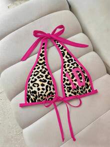 Elavelle Top de bikini à imprimé de positionnement pour femmes avec attache au cou, printemps/été - Multicolore - Voir 3