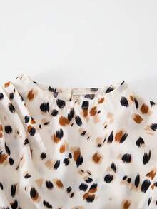 SHEIN Young Girl Allover Print Ruched Casual Party Holiday Dress - Coffee - View 5