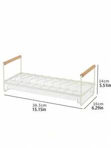 1PC Metal Dish Rack With Drip Tray - Painted Finish - Household Countertop Organizer For Bowls, Chopsticks, And Plates - Beige - View 10
