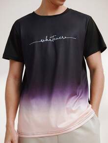Driftmere 男士扎染字母印花短袖 T 恤、男士 T 恤、男士设计师 T 恤、男士渐变色 T 恤、男士时尚 T 恤 - 彩色 - 查看 5