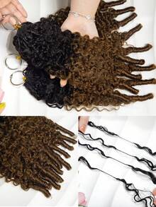 Boho Braids Tóc giả móc sợi lông vũ màu nâu ombre, tóc xoăn kiểu Miến Điện dành cho nữ, 100% tóc thật, đã được tách sẵn, không thắt nút, kiểu móc sợi siêu nhỏ vô hình, tóc xoăn móc sợi thật để tết. - SNATURAL/30 - Xem 16