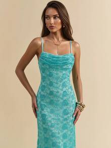 Glamine 新款性感浅蓝色吊带连衣裙，优雅女士服装，适合狂欢节、度假、女士度假装扮、夏季服装 - 水藍色 - 查看 11