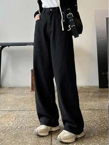 DAZY Women's Wide Leg Denim Pants With Pockets Women Jeans Cute Tops - Black - View 7