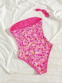 Swim Mod Baju Renang Monokini Seksi Motif Bunga Bolak-balik dengan Tali Bahu Tipis untuk Wanita, Cocok untuk Liburan Musim Panas. - MultiWarna - View 4
