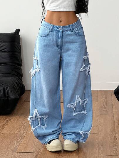 Coolane Quần jeans ống rộng nữ có túi, cài nút, kiểu dáng thường ngày, đa năng, thích hợp mặc hàng ngày.