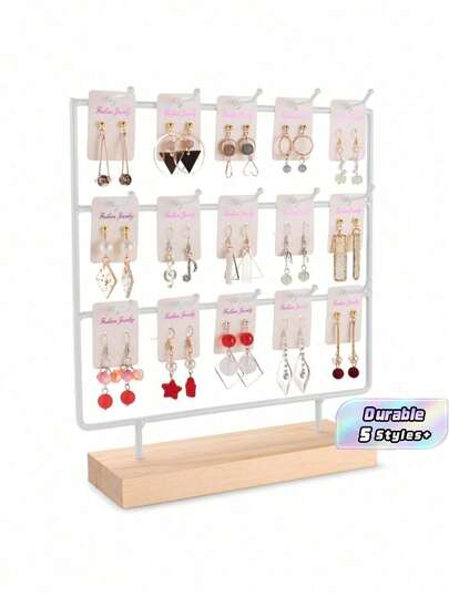 1pc Wooden Earring Display Stand, Earring Holder Display Rack, Jewelry Storage Organizer, Wooden Bracelet Watch Display Tower, Bracelet Scrunchie Necklace Storage Rack