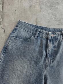 AXEPEAK Quần short Bermuda denim dáng rộng, chất liệu denim mài, thích hợp mặc hàng ngày đi làm, thời trang thường ngày dành cho nam giới, thích hợp cho mùa hè. - Màu xanh lam - Xem 3