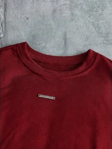 AXEPEAK Men's Casual Loose Fit Short Sleeve T-Shirt, White With Rhinestone Decor, Standard Size, Summer - Burgundy - View 4