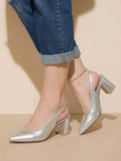CUCCOO CURVES Zapatos de mujer, diseño de hebilla puntiaguda, versátil para uso diario, moda de horma ancha, tacones altos