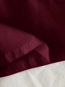 Tseoso 1pc Solid Form Fitted Tee, 95% Cotton, Deep Burgundy, Suitable For Summer,Summer Top - Burgundy - View 5