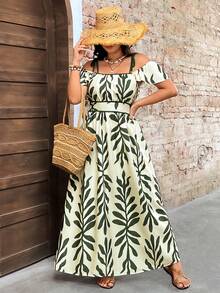 Breezaya Vestido de Verão Casual de Férias com Estampa Floral para Mulheres Plus Size - Verde - Visão 3