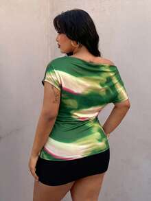 Rustia Camiseta sin mangas de cuello de pico con lunares, talla grande, primavera/verano - Multicolor - Ver 2