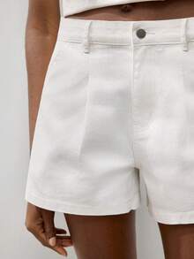 Maija Women's Casual Versatile Solid Color Denim Shorts, Summer Jorts - White - View 4