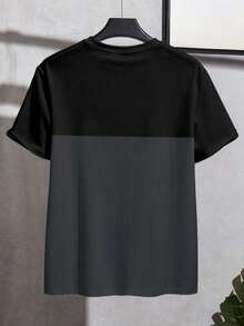 NEOREFINED Men's Casual Contrast Color Striped Letter Graphic Round Neck Short Sleeve T-Shirt - Multicolor - View 2