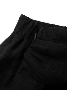 GlowEve CURVE Plus Size Women's Spring/Summer Collection, Made Of Soft And Comfortable Textured Fabric, Fashionable Versatile High Waist Slim Fit Tie Knot Metal Buckle, Suitable For Daily Commute, Summer Outfit, Beach Wear. Various Styles, Elegant Bottoms, Back To School Season Essential, Women's Casual Wear. Suitable For Multiple Occasions. - Black - View 6