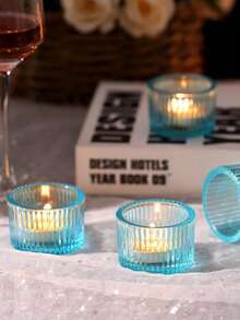 4 Packs Clear Glass Votive Candle Holders, Vintage Candle Holder For Floating Candle, Tealight Candle Holder For Table Centerpieces Home Bridal Shower Birthday Christmas Wedding Party Table Decoration, Gifts - multicolor - View 10