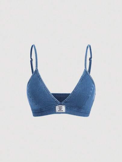 SHEIN MOD Women's Denim Camisole Top With Padding, Blue