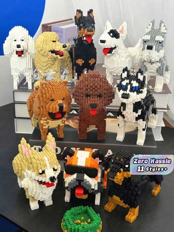 1 Pc Cartoon Building Block Pet Dog (Teddy/Schnauzer/Doberman/Husky/French Bulldog/Chow Chow/Dachshund/Poodle/Golden Retriever/Corgi/Bull Terrier) 3d Puzzle Diy Creative Educational Building Block Model - Home Decor And Birthday Gift