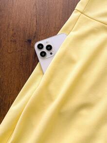 Vintamour Robe jaune élégante vintage pour femmes, patchwork en dentelle épaules dénudées avec poches, tenue décontractée pour vacances d'été, rendez-vous, invitée de mariage, fête, remise des diplômes, bal de promo - Jaune d'oie - Voir 6