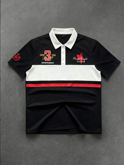 PAVTROS Áo Polo nam thoải mái, thời trang, in chữ