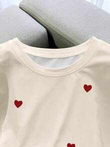 Resyla New Arrival Bestselling Heart Design Women T-Shirt, Beige - Apricot - View 4