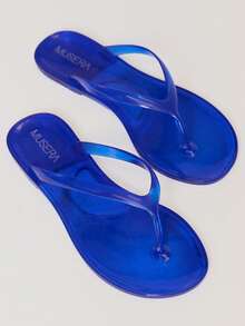 MUSERA Pantuflas de mujer de fondo plano multiusos, adecuadas para vacaciones de primavera y verano, temporada de primavera y verano, vacaciones de primavera, Pascua, Navidad - Azul - Ver 2