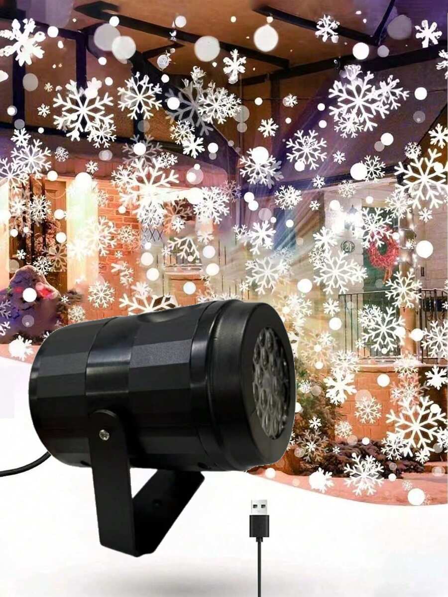 1 Stück Drehende Schneeflocken Bühnenbeleuchtung, USB betriebener Schneeflocken Projektor - perfekt für Innenraum Feiertagsdekoration, Weihnachts- und Erntedankfest-Party, Drehende Schneeflocken Muster Bühnenbeleuchtung, Weihnachten, Weihnachtsdekoration, Raumdekoration, Schlafzimmerdekoration, geeignet für Party, Zusammenkunft, Feiertage - Projektionslicht - Übersicht 1