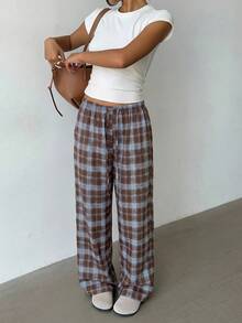 Aloruh Women's Low-Waist Casual Retro Satin Versatile Brown Maillard Color Long Skirt - Multicolor - View 6