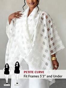 SHEIN PETITE CURVE 大码女式格子休闲百搭日常衬衫 - 白色 - 查看 1