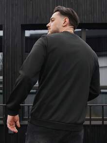 LEOGASHI LEOGASHI Áo sweatshirt nam cổ tròn ôm dáng, phong cách tối giản, in hình cưỡi ngựa, thích hợp mặc hàng ngày, mùa xuân/thu. - màu đen - Xem 2