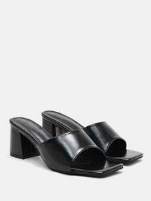 CUCCOO CURVES Women Shoes Women's Square Head Buckle Design Daily Versatile Fashion Wide Last High Heels - Black - View 6