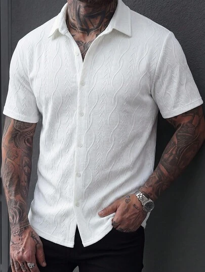 Manfinity CasualCool Men's Casual Button-Down Short Sleeve Shirt, Suitable For Commuting